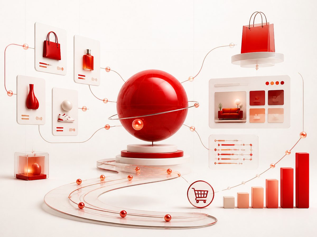 Abstrakte Darstellung eines umsatzorientierten Shopify-Shops