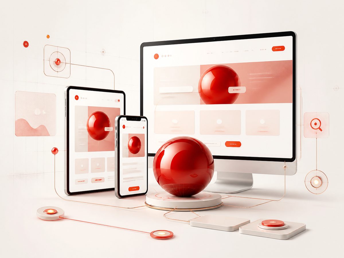 Abstrakte Darstellung einer leistungsstarken responsiven Webseite Abstrakte Darstellung einer leistungsstarken responsiven Webseite